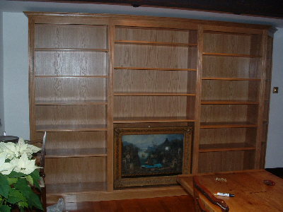 Oak book case with golden stain